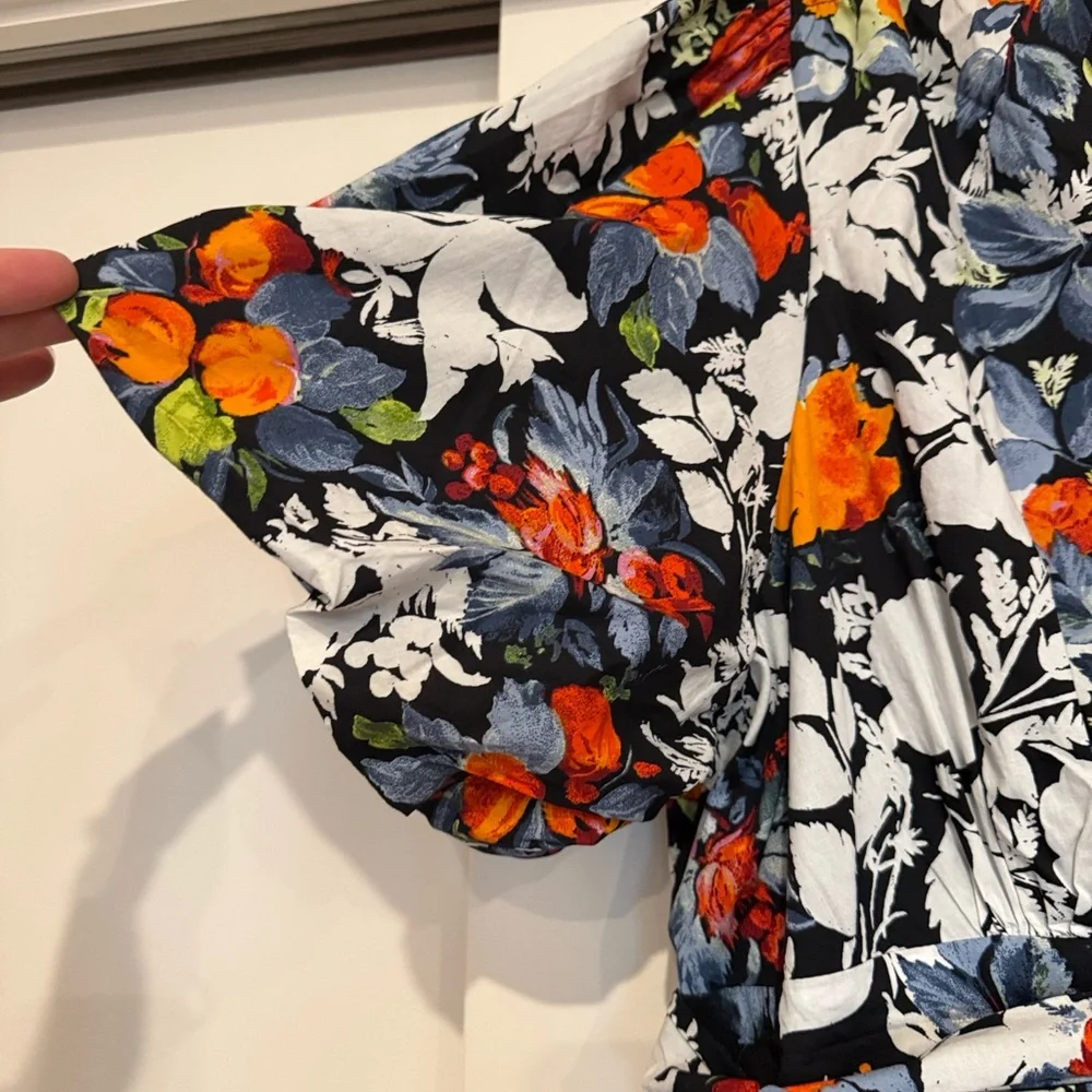 Anthropologie Floral Dress - Black, White, Orange, Red - Picture 7 of 11
